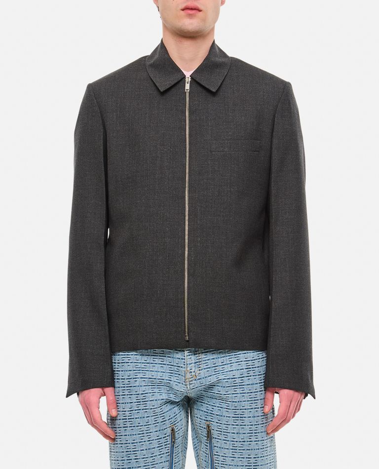 Shop Givenchy Zipped Short Structured Jacket In Grey