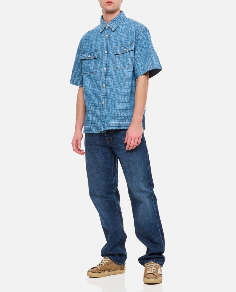 Shop Givenchy Boxy Fit Denim Shirt In Sky Blue