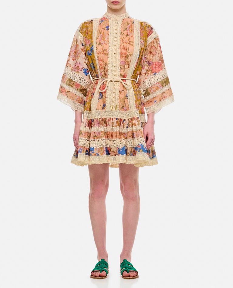 【送関込】Zimmermann☆august lace trimmed cotton mini dress AUGUST LACE TRIMMED MINI COTTON DRESS for Women - Zimmermann