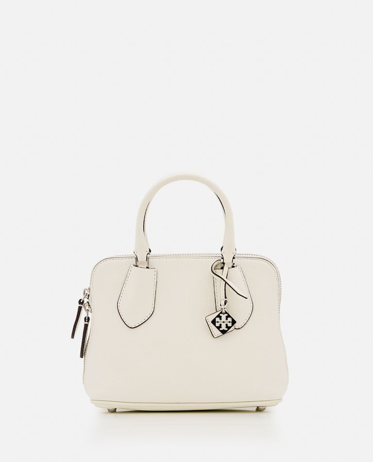 Shop Tory Burch Mini Pebbled Swing Leather Bag In White