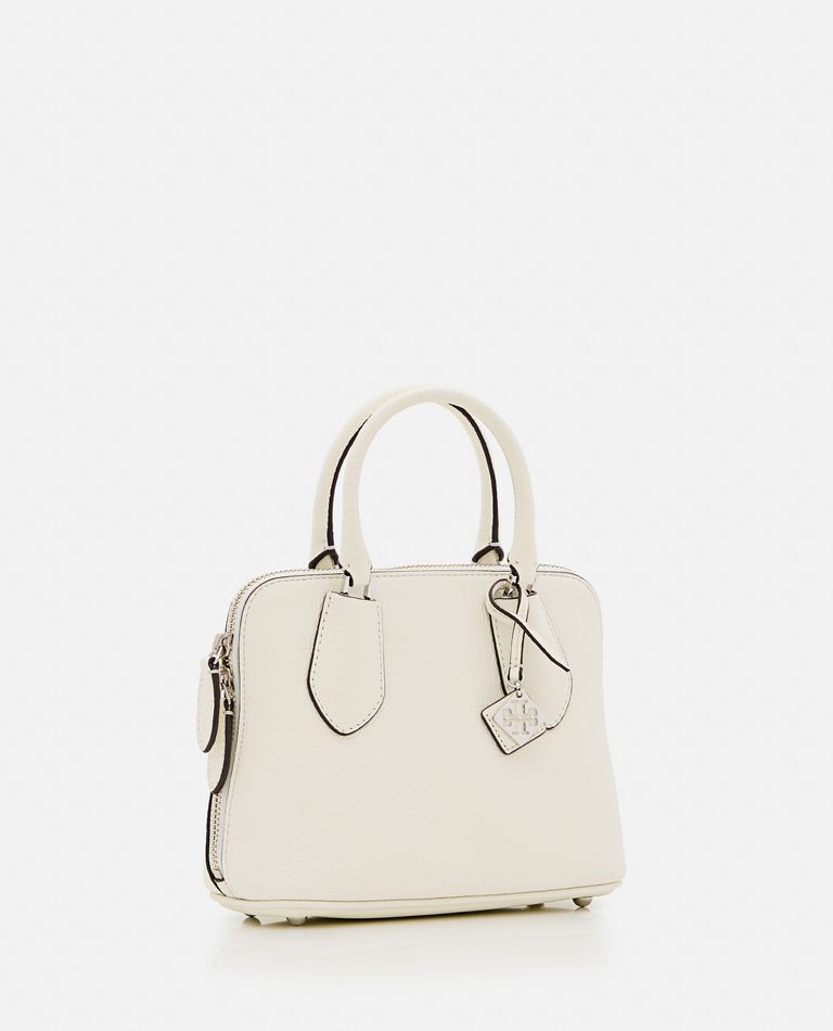 Shop Tory Burch Mini Pebbled Swing Leather Bag In White