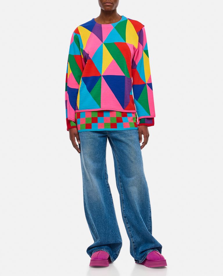 Shop Comme Des Garçons Double Layer Pattern Sweater In Multicolor