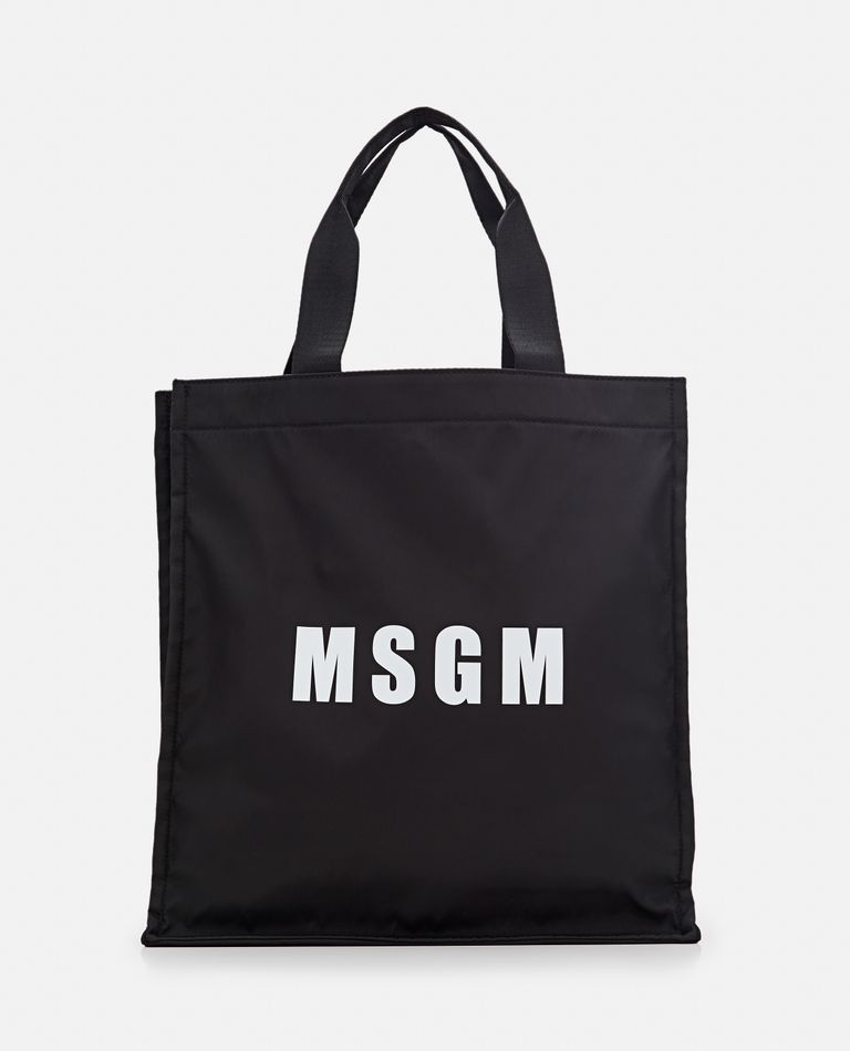 Shop Msgm Nylon Tote Bag In Black