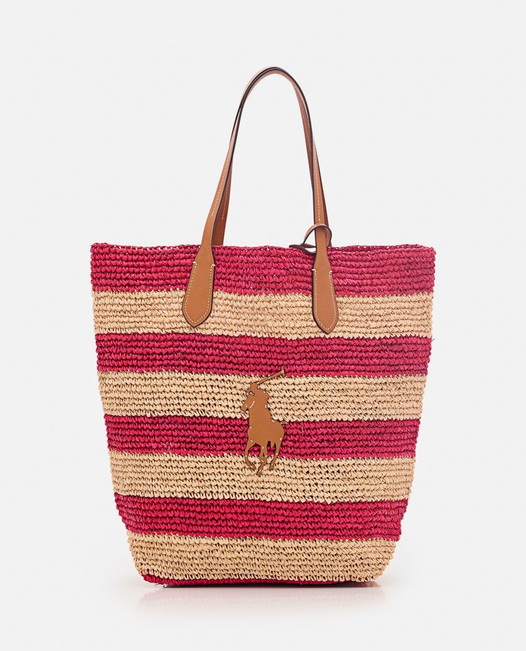 Shop Polo Ralph Lauren Straw Bag W/stripes In Multicolor