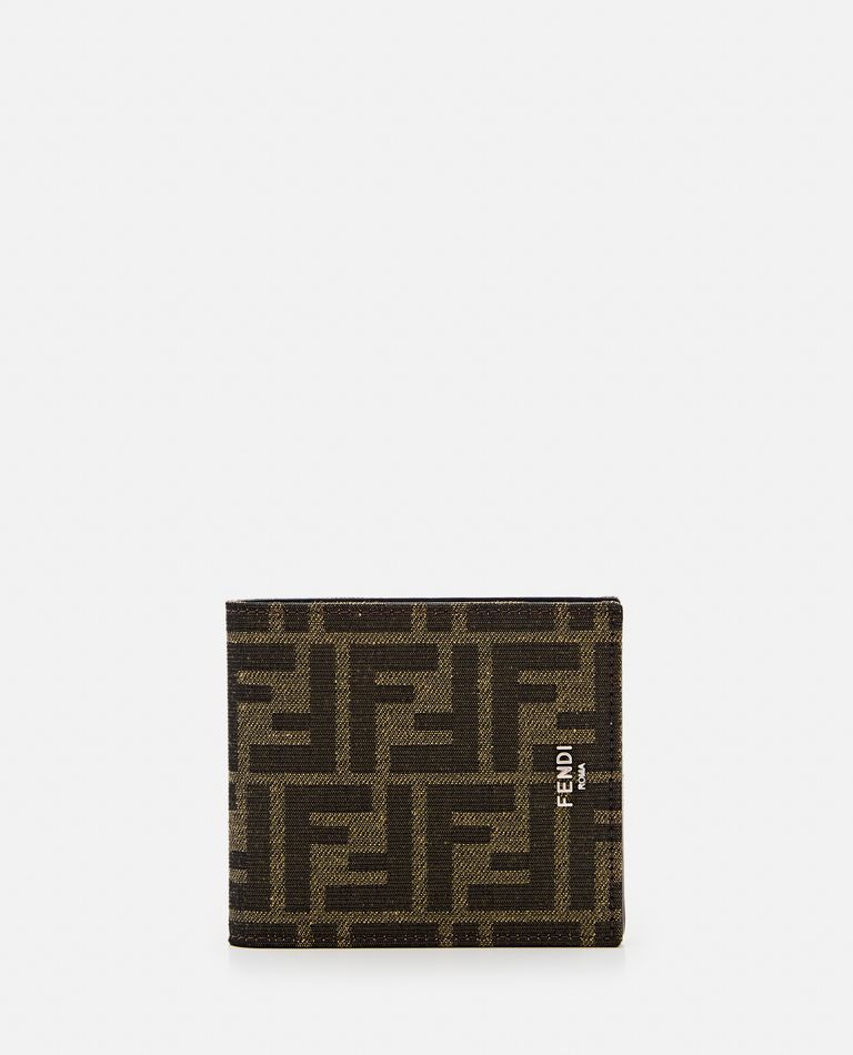 Fendi Ff Jacquard Fabric Bi-fold Wallet Accessories In Brown
