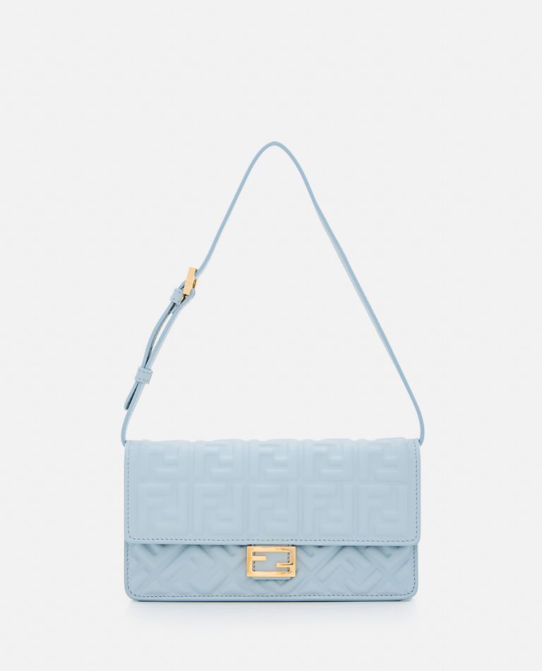 Shop Fendi Nappa Leather Wallet On Chain In Sky Blue
