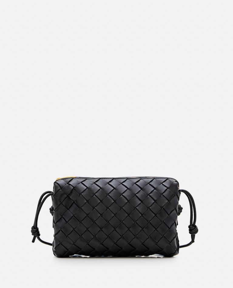 Shop Bottega Veneta Loop Baguette Leather Shoulder Bag In Black