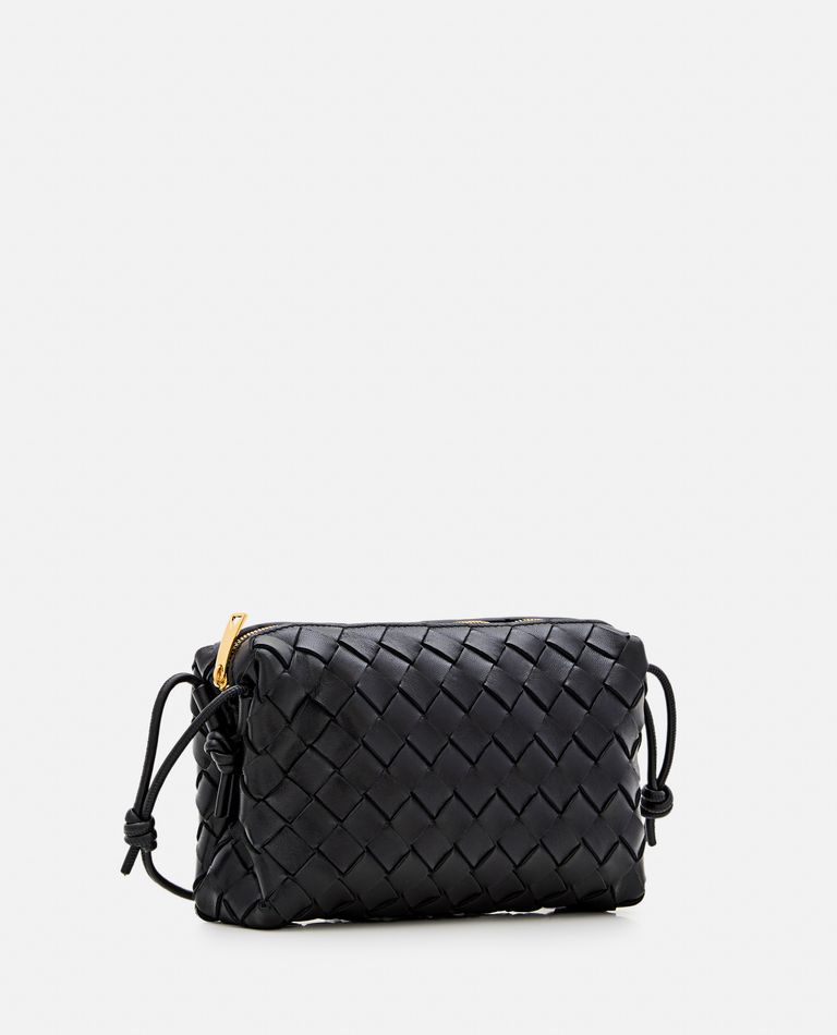 Shop Bottega Veneta Loop Baguette Leather Shoulder Bag In Black