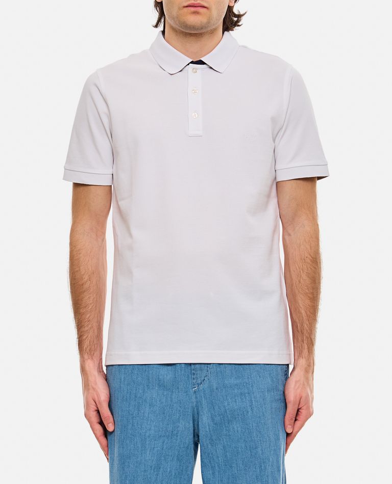 Fay Bicolor Db Collar Polo In White