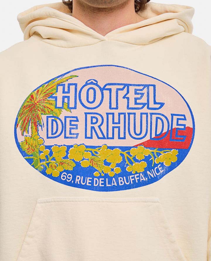 Rhude - RHUDE HOTEL FELPA IN COTONE CON CAPPUCCIO_4