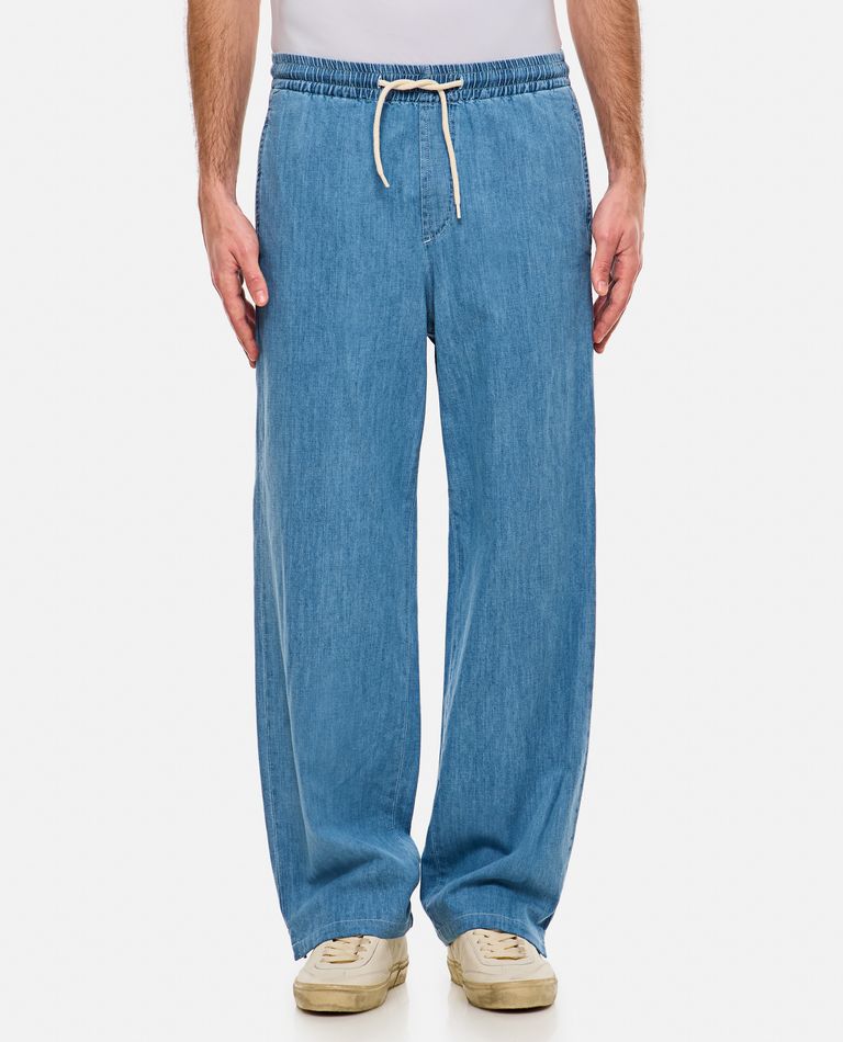 Shop Apc Vncent Cotton Pants In Sky Blue