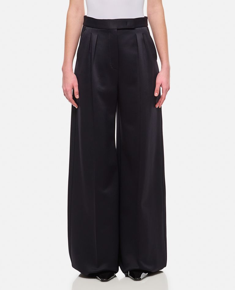 Max Mara Olona Wide Leg Corduroy Effect Jersey Pants In Black