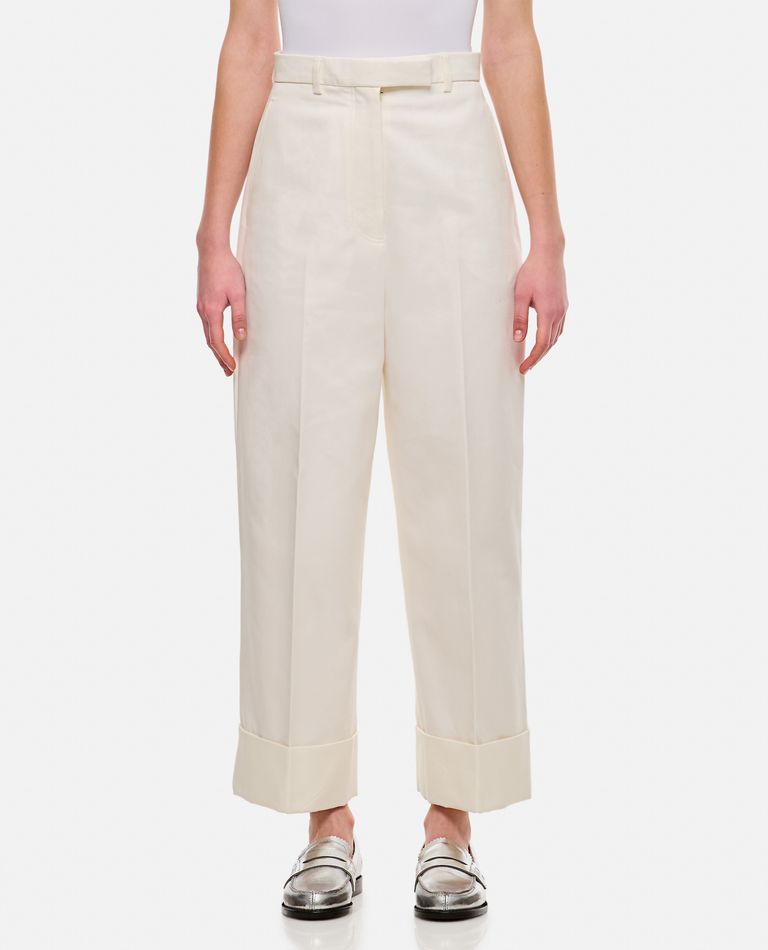 Thom Browne Straight Leg Pleated Pants In White