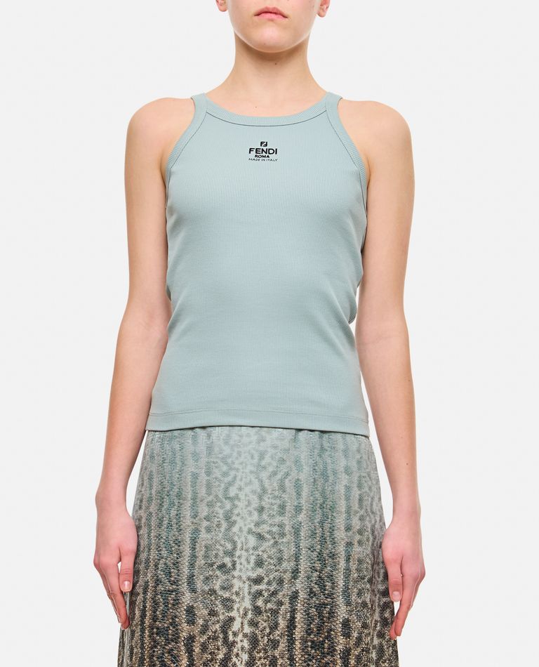 FENDI RIBBED COTTON JERSEY TANK TOP