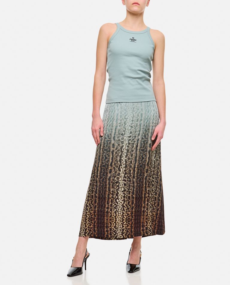 Shop Fendi Shaded Midi Skirt In Sky Blue