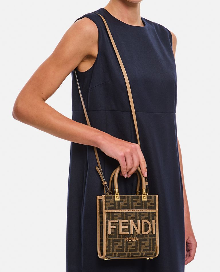 ★関税込★FENDI★Mini Sunshine Shopper FF Fabric Mini Bag Fendi Mini Sunshine Shopper Tote Crossbody Bag 2Way Baby