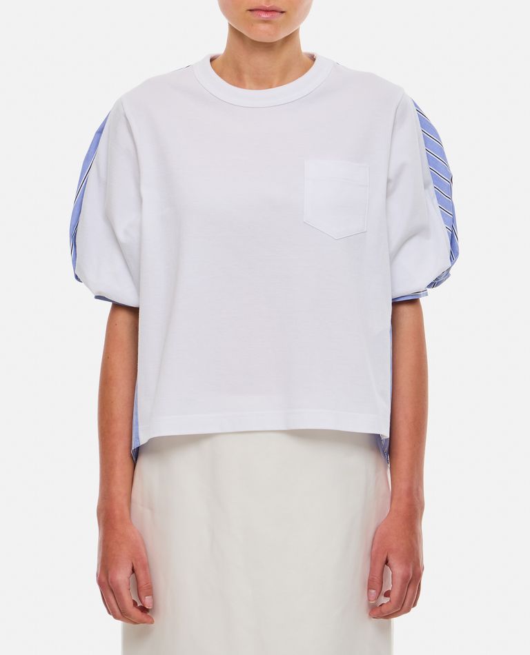 COTTON POPLIN X COTTON JERSEY T-SHIRT for Women - Sacai | Biffi