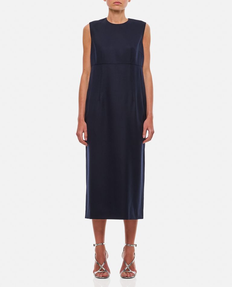 Shop Comme Des Garçons Wool Midi Dress In Blue