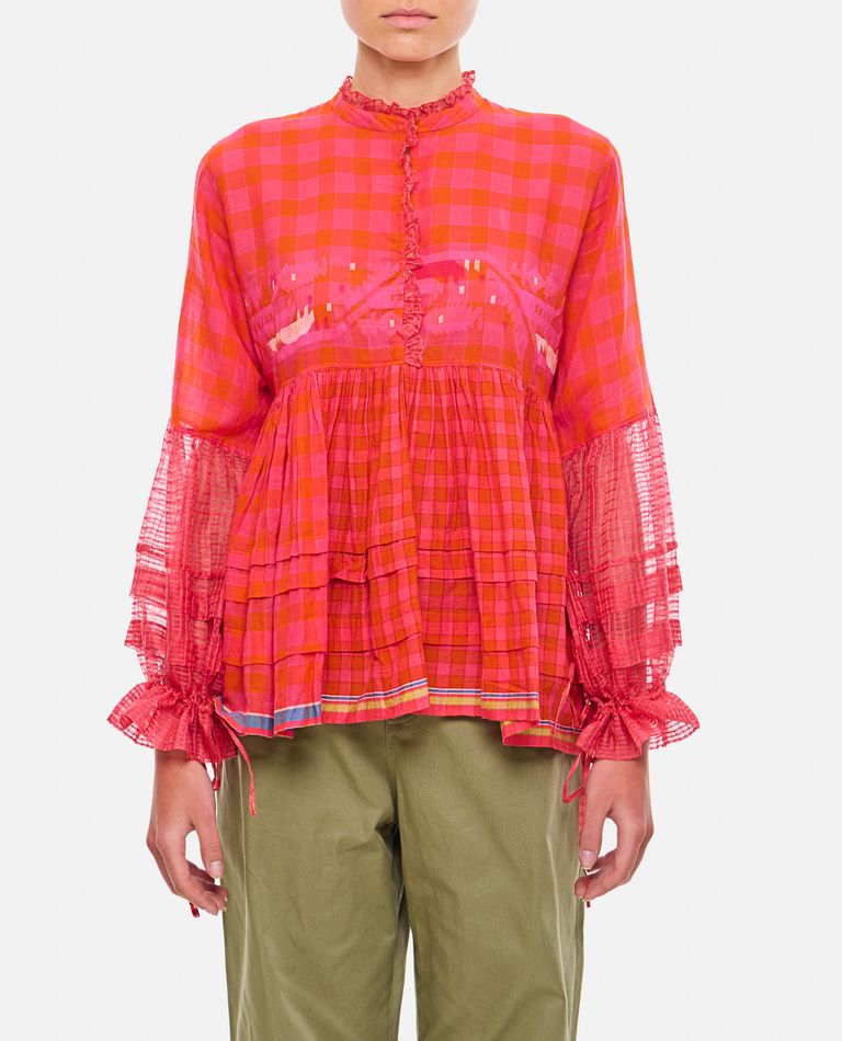 Injiri Cotton And Silk Blouse In Red