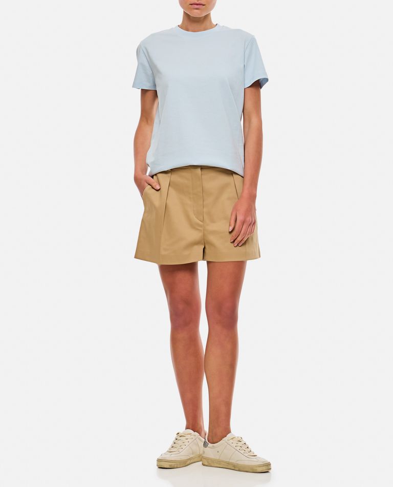 Shop Sportmax Unico Gabardine Shorts In Beige