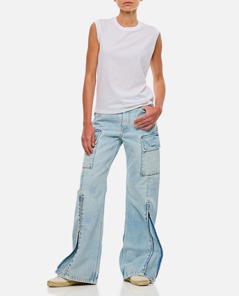 Shop Stella Mccartney Front Zip Cargo Denim In Sky Blue