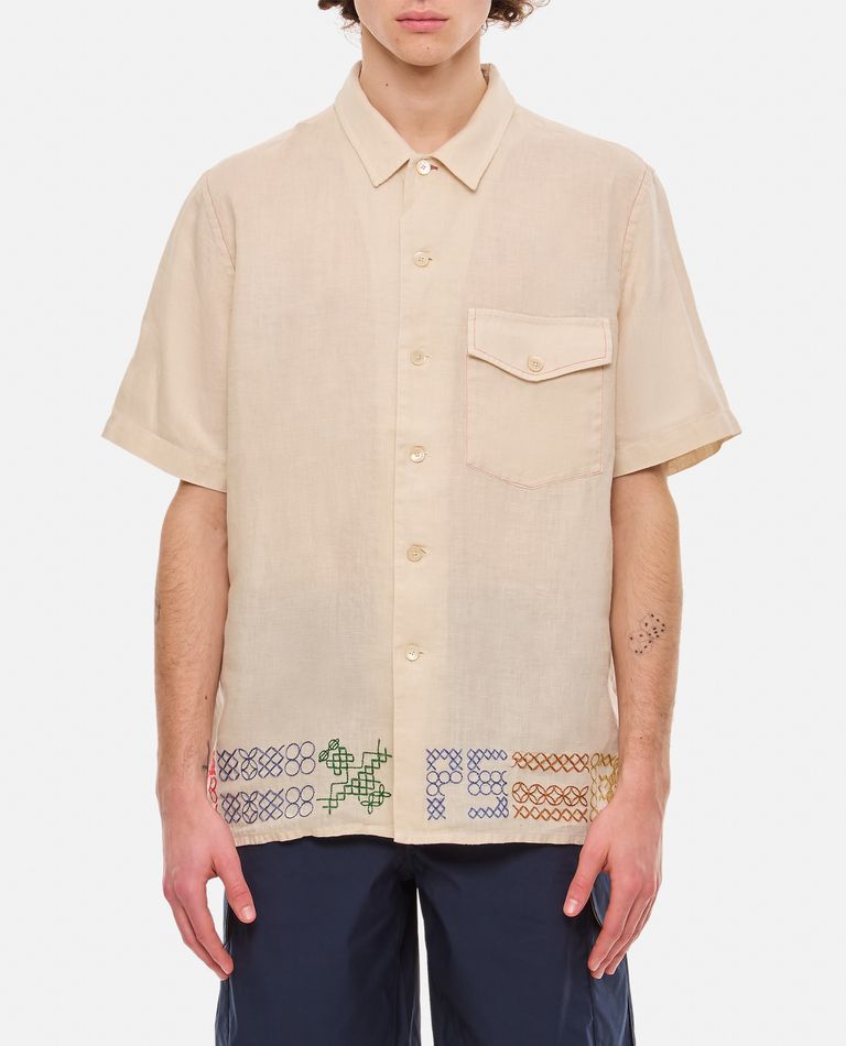 Ps By Paul Smith Casual Fit  Embroidery Shirt In Beige