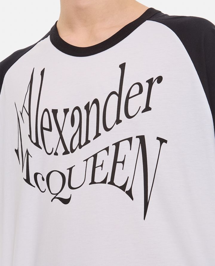 Alexander McQueen - T-SHIRT IN COTONE BI-COLOR_4