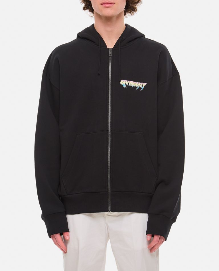 Givenchy Graphic Printed Zipped Hoodie In Black