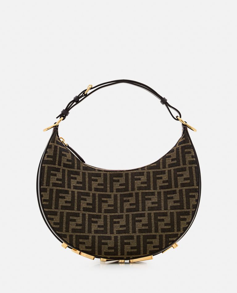 Shop Fendi Small Graphy Jacquard Ff Shoulder Bag In Brown