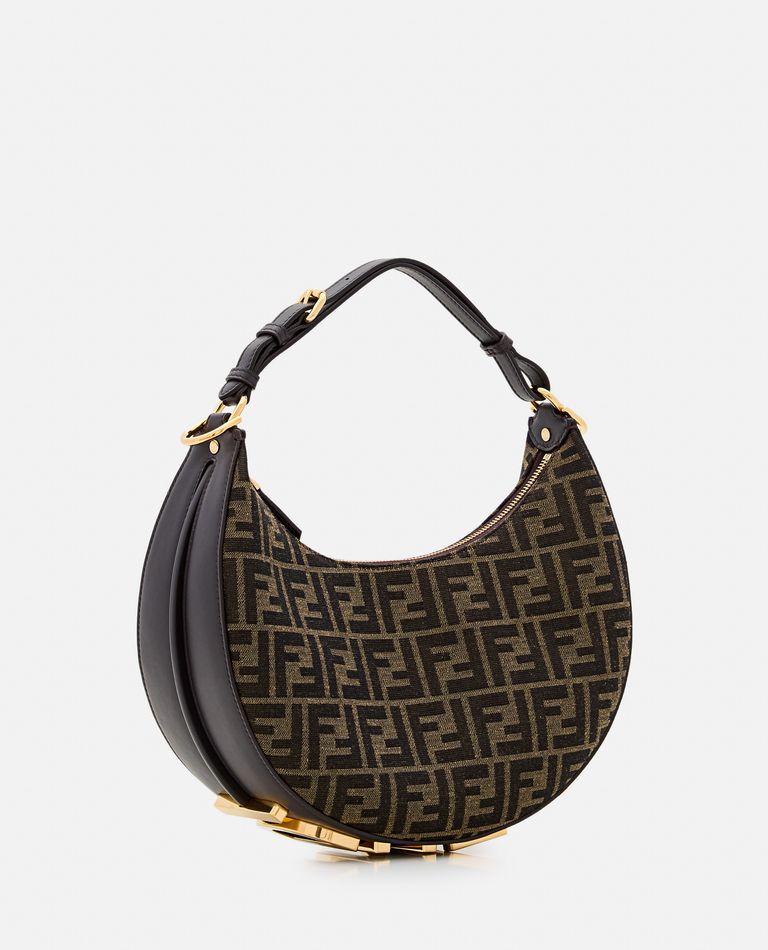 Shop Fendi Small Graphy Jacquard Ff Shoulder Bag In Brown