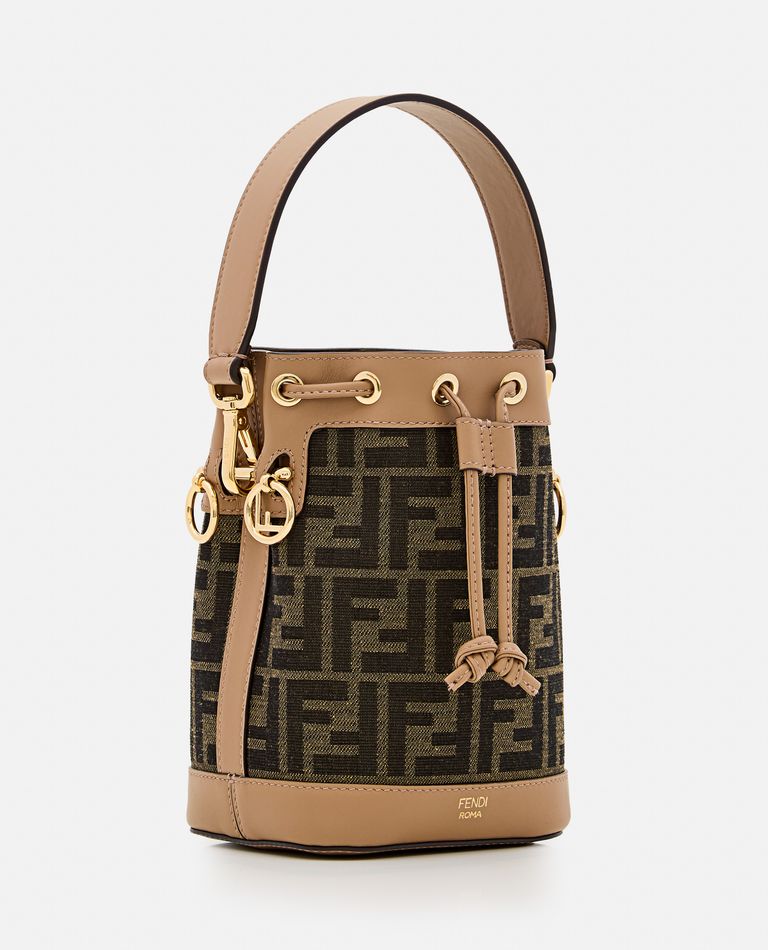 Shop Fendi Mini Mon Tresor Jacquard Bag In Brown