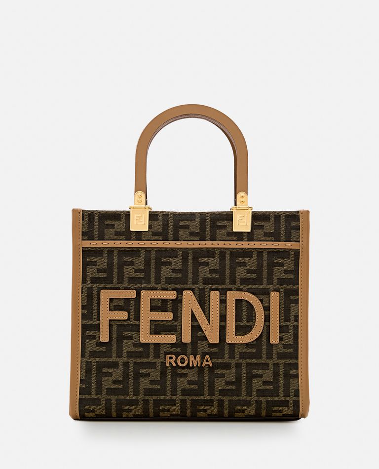 Shop Fendi Sunshine Jacquard Tote Bag In Brown