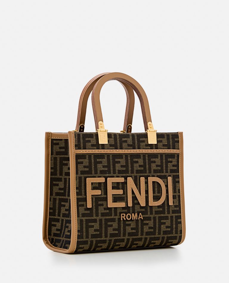 Shop Fendi Sunshine Jacquard Tote Bag In Brown