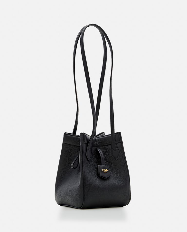 Shop Fendi Mini  Origami Leather Shoulder Bag In Black