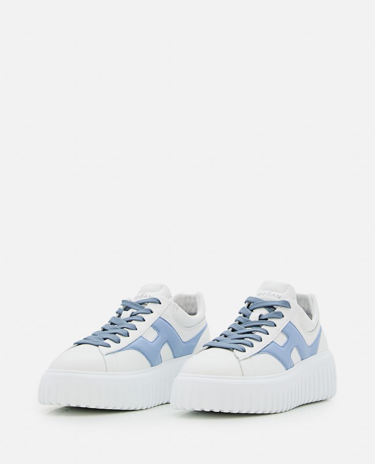 Shop Hogan Lace Up H-stripe Sneakers In White