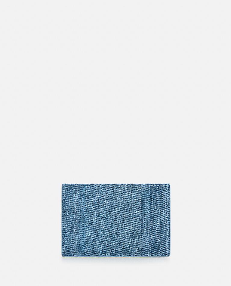 Shop Bottega Veneta Leather Cassette Card Holder  Denim Printed In Sky Blue