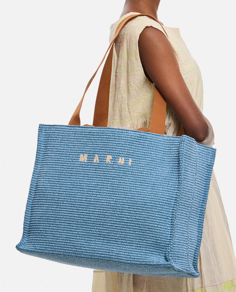 ★MARNI★ Large Raffia Basket Tote Bag Ultramarine SHMQ0034U Marni – Large Raffia Tote Bag Ultramarine