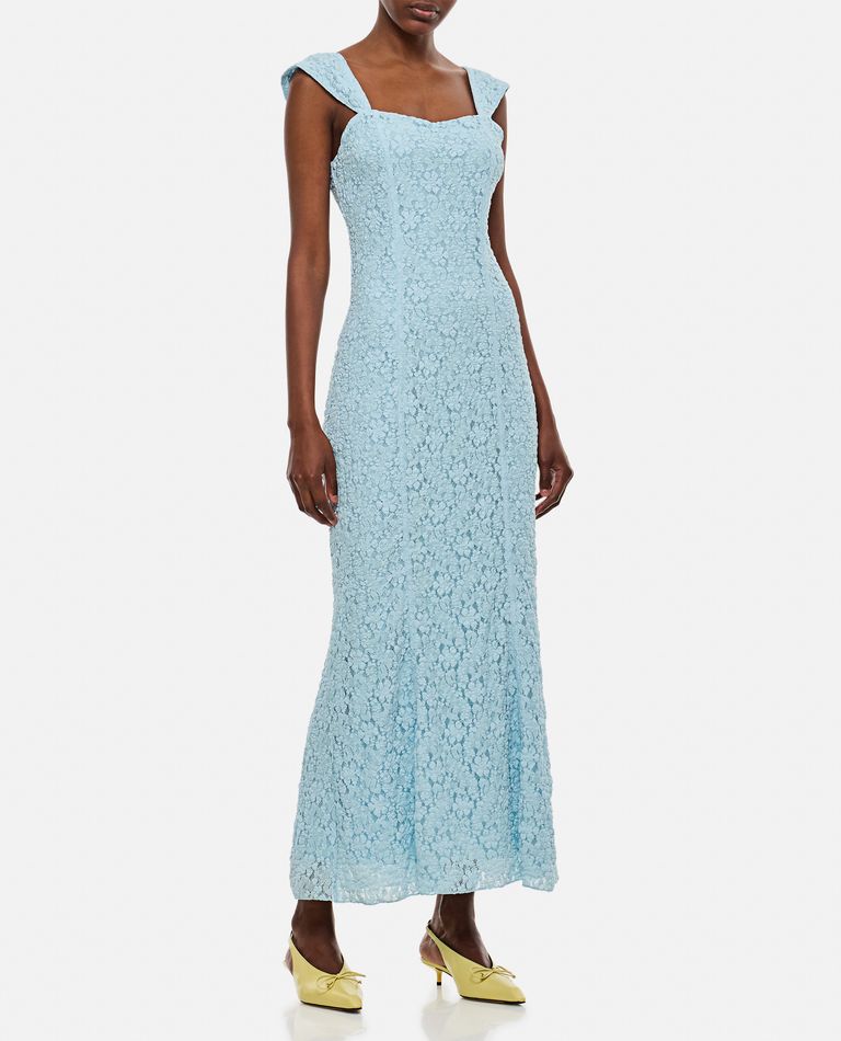 Shop Rotate Birger Christensen Lace Wide Strap Dress In Sky Blue