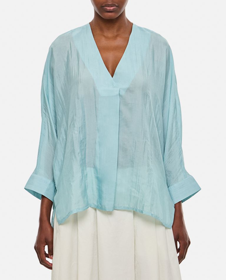 Shop The Rose Ibiza Silk Indochine Blouse In Sky Blue