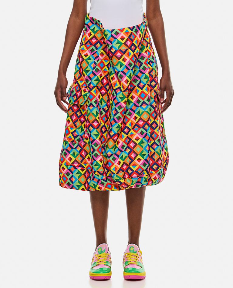 Comme Des Garçons Grosgrain Printed Midi Skirt In Multicolor