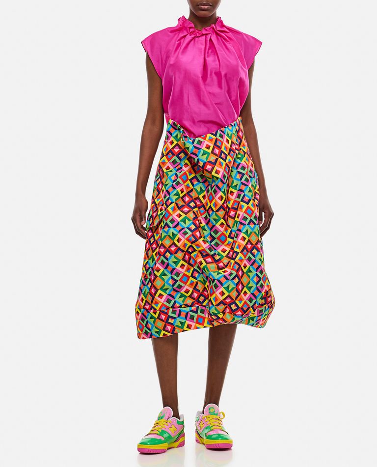 Shop Comme Des Garçons Grosgrain Printed Midi Skirt In Multicolor