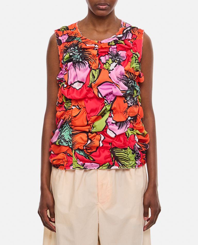 Shop Comme Des Garçons Pleated Pattern Top In Multicolor