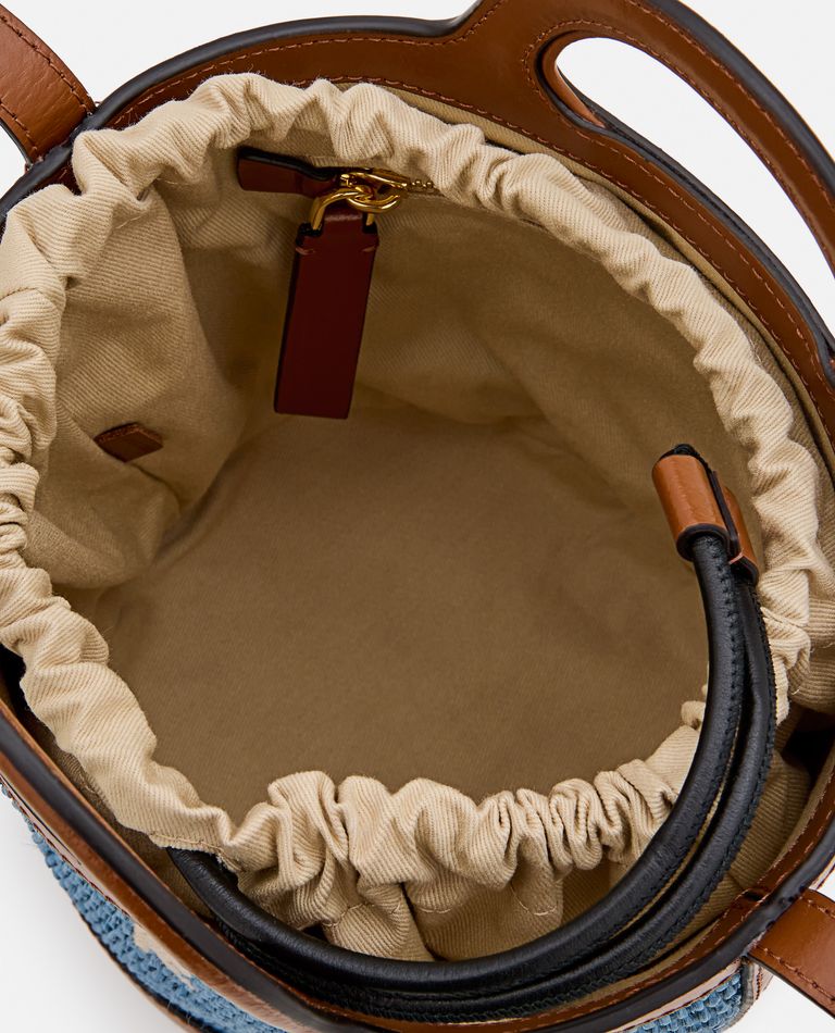ショルダーバッグ・ポシェット MARNI IVORY LEATHER AND RAFFIA TROPICALIA BUCKET BAG Tropicalia Micro Bag in ivory leather and raffia-effect
