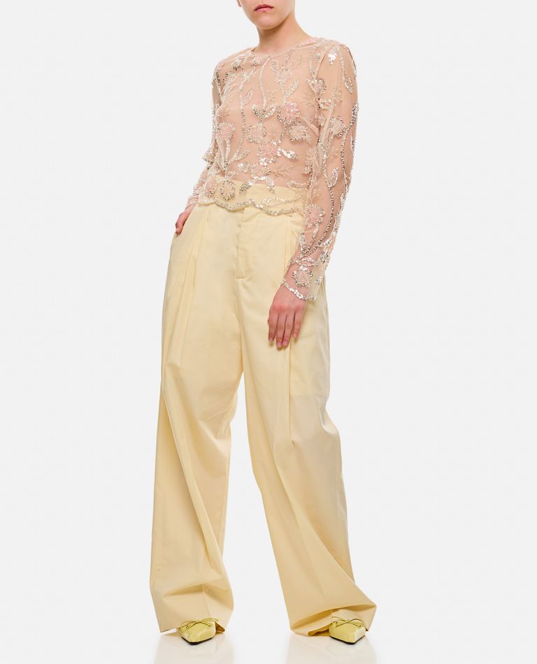 WIDE SILK AND COTTON TROUSERS for Women - Bottega Veneta | Biffi