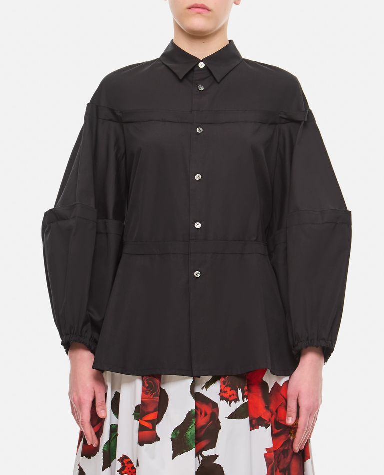 Shop Comme Des Garçons Comme Des Garçons Balloon Sleeve Cotton Shirt In Black