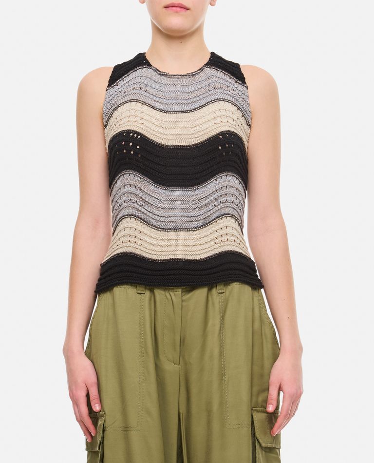 Shop Vitelli Linen And Cotton Horizontal Peacock Crop Top In Multicolor