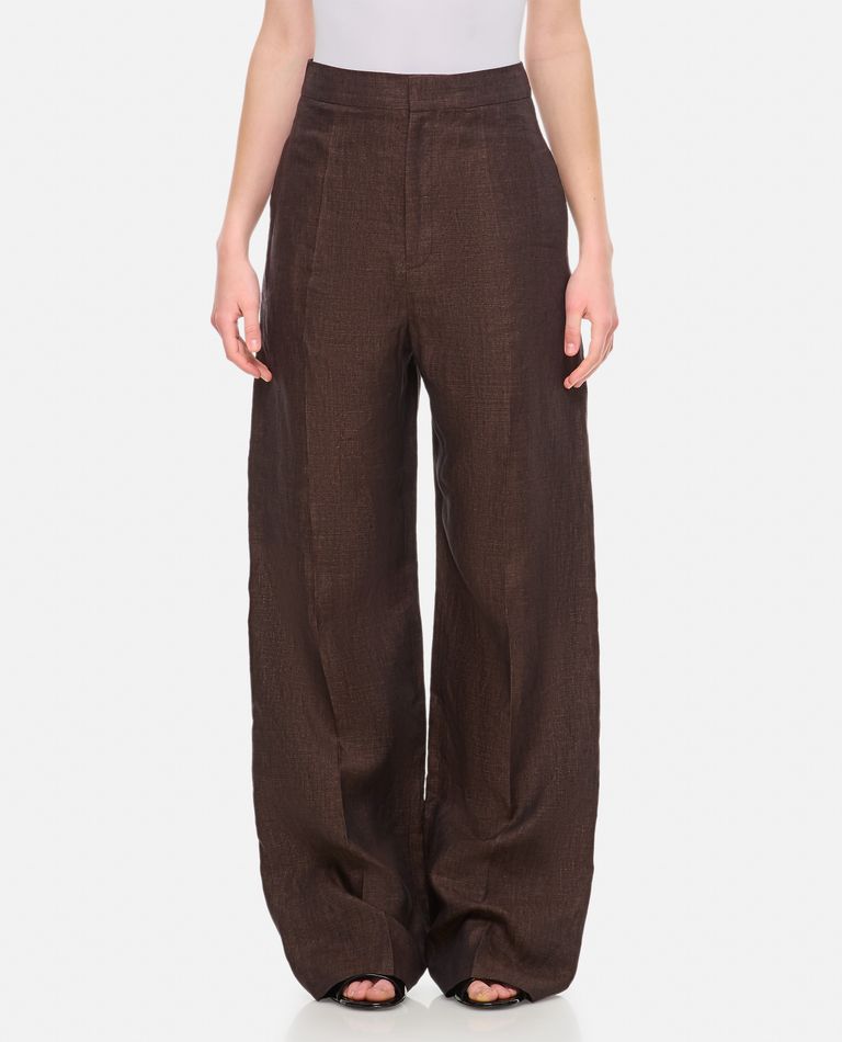 Shop Loewe High Waisted Trousers In Brown