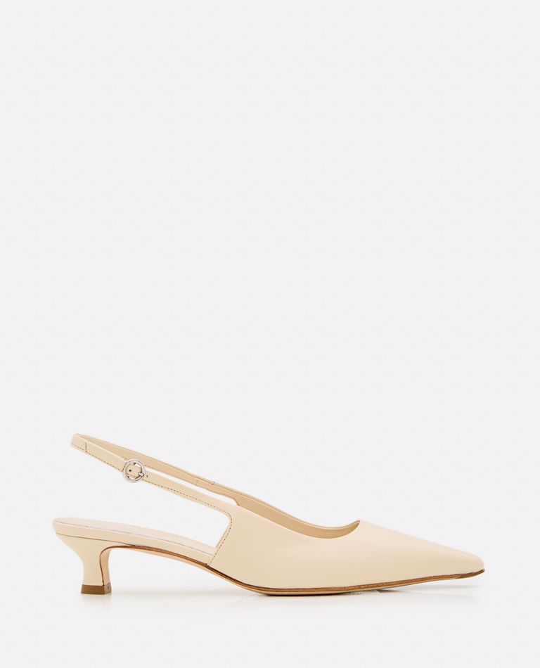 Aeyde Catrina Leather Kitten-heel Slingback Pumps In White