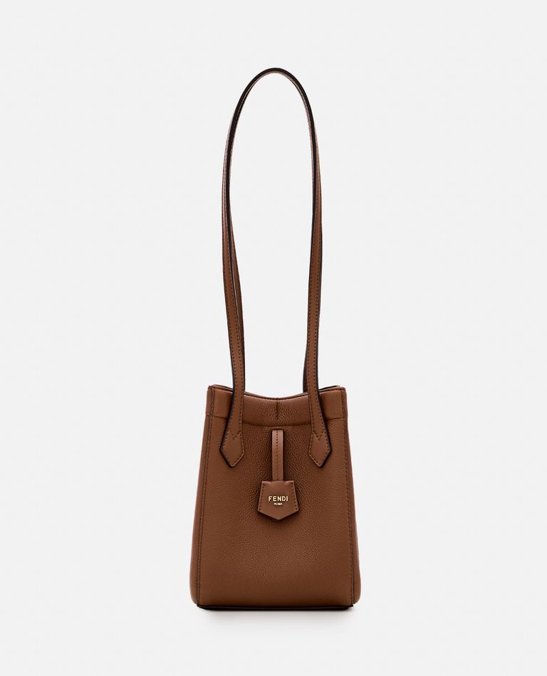 Shop Fendi Mini  Origami Leather Shoulder Bag In Brown