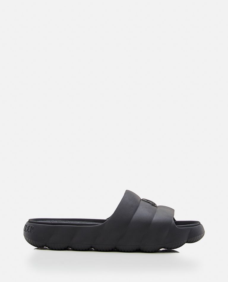 Moncler Black Sandals With Tonal Embossed Logo And Open Toe In Rubber Man In Black